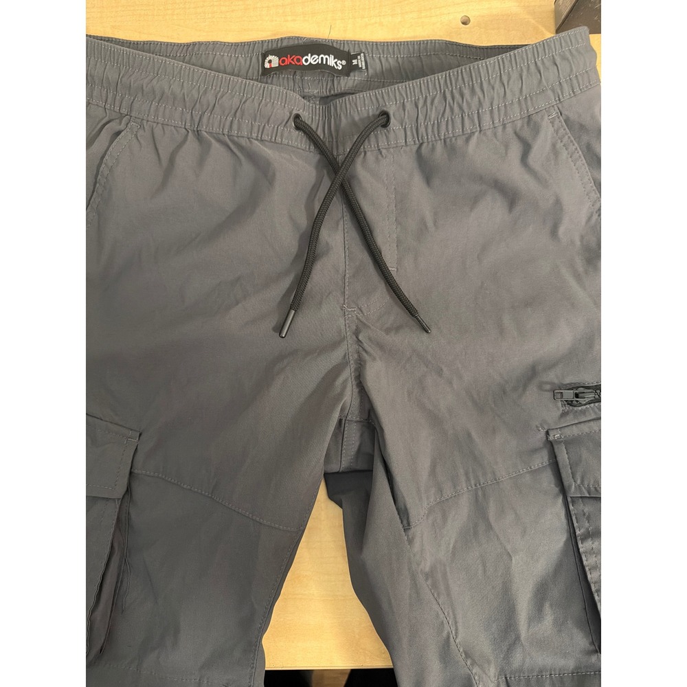 Akademiks Mens Gray Cargo Shorts Elastic Waist Drawstring Tech Utility Pockets M